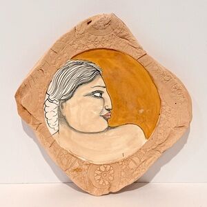 Hal Mathew Art Deco–Inspired Ceramic Plate – Signed, Montana Artist – 7.25” x 8”